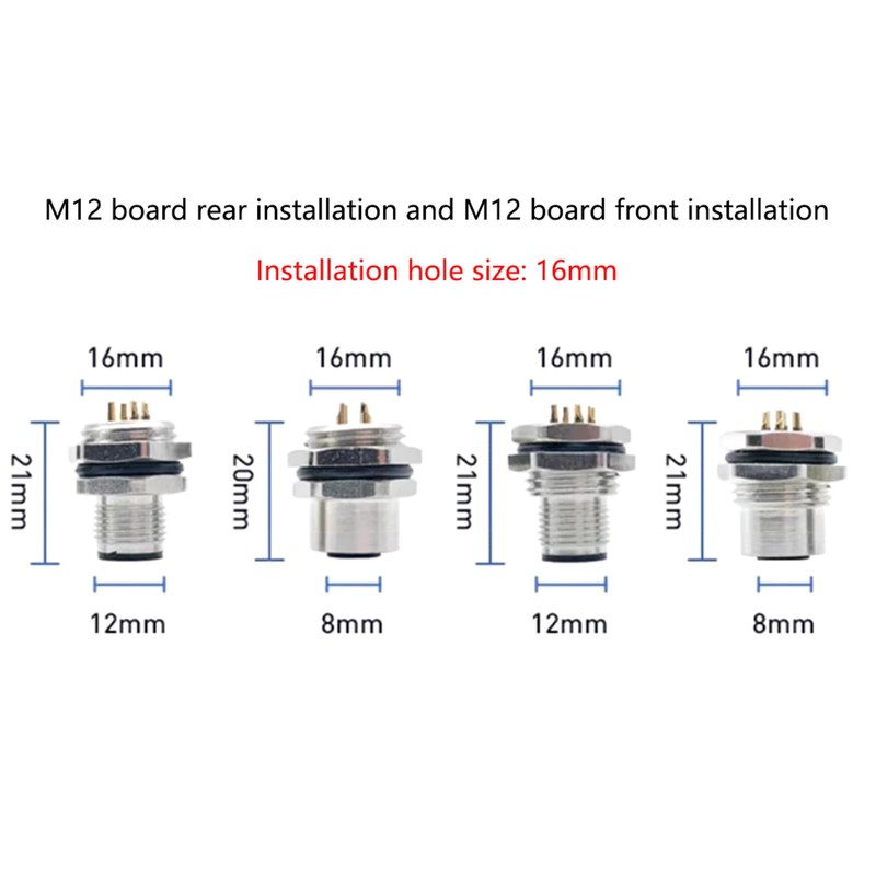 5Pcs 1.64ft M12 8 Pin A Code Male Connector Cable,