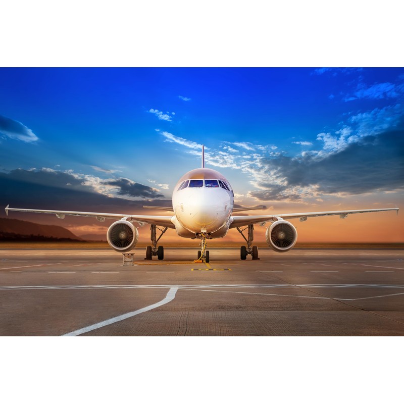 CHNYWORK 7ftx5ft Airplane Photography Backdrop Aircraft Parking Airport Runway Blue
