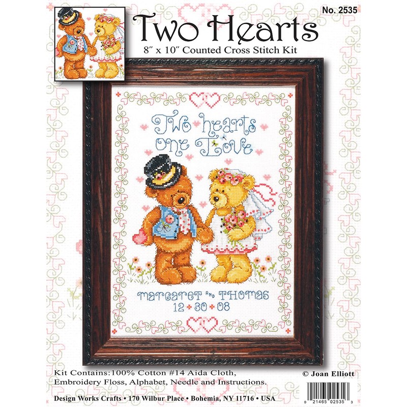 Design Works Two Hearts Wedding Sampler Cross Stitch Kit, Multi-Colour