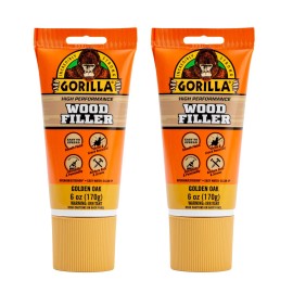 Gorilla Wood Filler 2 Pack Golden Oak Durable Water Resistant Repair Putty