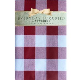 Newbridge Red Buffalo Check Rectangle Vinyl Tablecloth with Flannel Backing, 60 x 120 Inch, Checkered Indoor Outdoor Vinyl Waterproof Picnic and BBQ Table Cover, Cottage Gingham Print