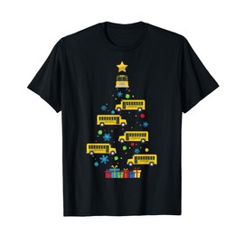 School Bus Christmas Tree Graphic School Bus Driver Costume T-Shirt