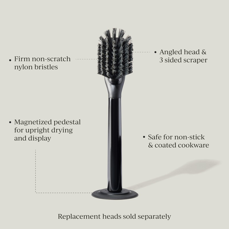 Curio Home Goods Ionic Dish Brush, Magnetized to Stand Upright,