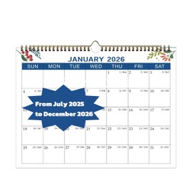 2025.07-2026.06 Wall Calendar, Monthly Planner with To-Do List, Watercolour Design, Spiral-Bound, 31.7 x 24.4 cm