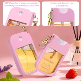 AIERSA Hand Sanitizer Spray Case Compatible with Touchland, Silicone Hand Sanitizer Case Holder with Keychain for Touch Land Mist Case 1FL. OZ (Pink Light orange Red)