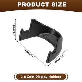 PATIKIL Coin Display Stands, 3Pcs Mini Coin Easel Presentation Holder for Silver Dollar Collectors Collection Supplies, Black