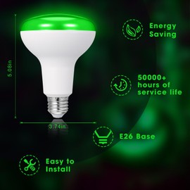 Aurelema 6 Pack Christmas LED Flood Light Bulb BR30 Outdoor Flood Home Patio Driveway Light Waterproof LED Bulb Indoor Outdoor Spotlight for Yard Porch(Green)