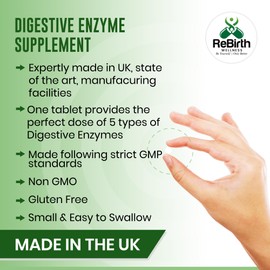 Digestive Enzyme Supplements - 120 Tablets for Optimal Gut Health - Contains DigeZyme, Lactase, Protease - Promotes Healthy Digestion, Essential Digestive Enzymes - UK Made, Vegan