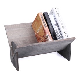 MyGift Rustic Barnwood Gray Tilted Desktop Decorative Storage Organizer Display Bookshelf