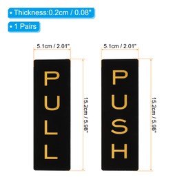 PATIKIL 6x2" Push Pull Door Sign, 1 Pairs Acrylic Self-Adhesive Back Sign Door Sticker Sign for Office Store Business Cafes Shops, Black/Gold Tone