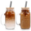 ANOTION Mason Jar with Lid and Straw, 24 oz Regular