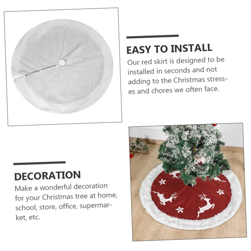 LABRIMP 1pc Plush Xmas Tree Skirt Mat Festive Tree Base