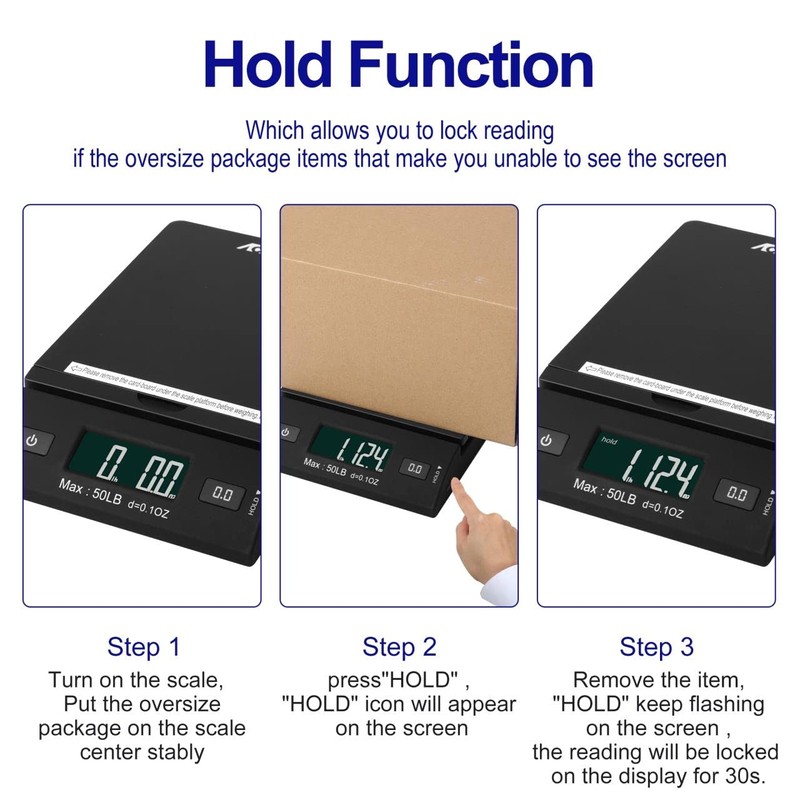 Accuteck 50 lb All-in-One Black Digital Shipping Postal Scale with