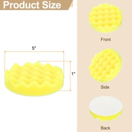HARFINGTON Buffing Sponge Pads 5" Polishing Wheel Waffle Finishing Grip Pad Car Buffer Polisher with Hook and Loop Back for Car Detailing Polishing Waxing, Yellow