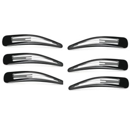 Mytoptrendz® 6 Pcs 7cm Large Snap Hair Clips Bendies Sleepies Plain Big Bendies Sleepies Hair Clips SlideHair Accessories for Girls and Women (Black -)