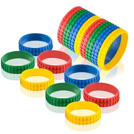 ArtCreativity 7.5 Inch Building Block Bracelets for Kids - 12 Pack - Colorful Stretchy Rubber Wristbands for Boys and Girls - Fun Birthday Party Favors for Children, Goodie Bag Fillers, Carnival Prize