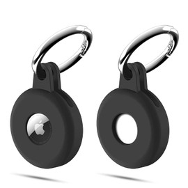 SaharaCase EasyClip Silicone Case for AirTag with Carabiner Clip [Shockproof Bumper] Rugged Protection Antislip Grip - Black