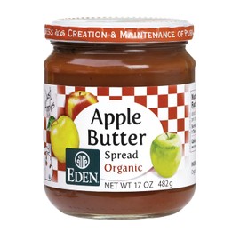 Eden Organic Apple Butter Spread, No Sugar Added, Great Lakes Apples, Slow Kettle Simmered, 17 oz Glass Jar (1-Pack)