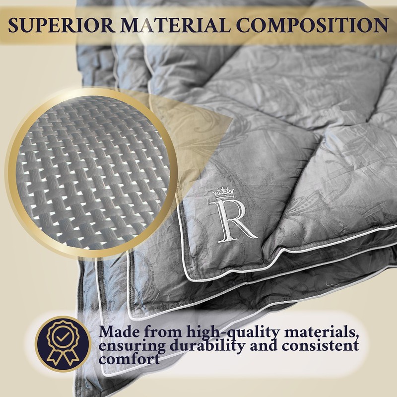 Royal Therapy Grey Cotton Comforter, Full Size, Down Alternative, Breathable