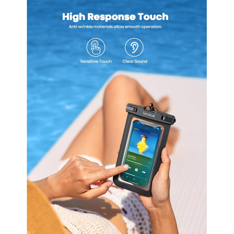 Lamicall 2Packs Waterproof Pouches, Beach Vacation Essentials for Wemen Men,