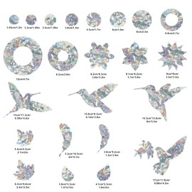 Pack of 24 Suncatcher Stickers, Bird Protection Windows, Bird Protection for Glass Panes, Anti Collision Bird Protection Stickers, Window, Stop Birds, Reflective Bird Stickers for Window Panes