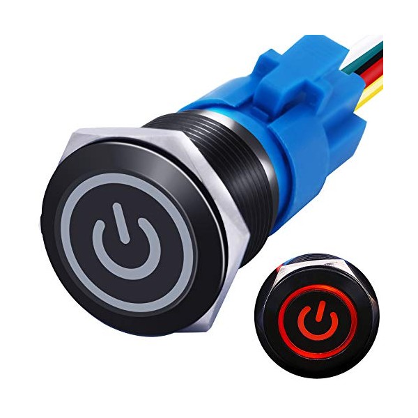 mxuteuk mxuteuk 19mm Waterproof Latching Push Button Switch 12V ON/Off