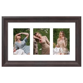 DUENPY 8x14 Picture Frame 4x6 Collage Picture Frame Displays Three 4x6 inch Photos or 8x14 (Without Mat) Wall Decor or Tabletop Walnut