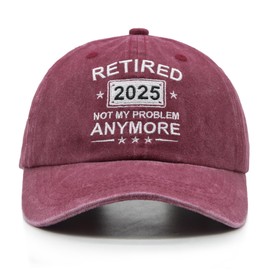 HAFOUXIGM Retirement Gifts for Men Women 2025, Funny Retired Baseball Cap Not My Problem Anymore Hat Burgundy