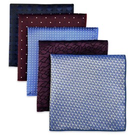 (Shlax & Wing) Shlax & Wing 5 Piece Men's Pocket Square Set Business Striped Silk