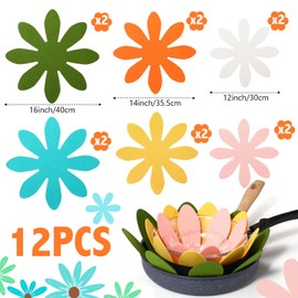Queekay 12 Pcs Felt Pot and Pan Protectors 12/14/16 Inch Larger Thicker Pan Protector Pads, Colorful Pot Separators for Stacking Cookware Organizing Protecting(Bright Color)