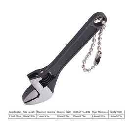Mini Size Spanner Nut Wrench Tool Jaw Metal Adjustable Tool Wrench Spanner Key Chain Ring Keyring Gift Keychain Wrench (2.5 inch black)