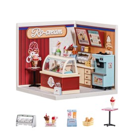 Rolife Super Creator Series, DIY Mini Ice Cream Store Dollhouse House Kit, Bulid Scenary for Action Collectible Figures,Creative Gifts for Women Kid Adults