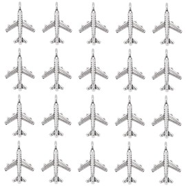 SUNNYCLUE 1 Box 100Pcs Airplane Charm Bulk Silver Airplane Charms Plane Airplanes Flight Aircraft Airline Tibetan Alloy Transport Vehicle Charms for Jewelry Making Charms Keychain Earring DIY Crafts