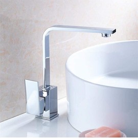 XYBSDBTNR Kitchen Faucet 360 Degree Rotating Swivel Chrome∕Black Brass Deck Kitchen Sinks Faucet Hot Cold Mixer Kitchen Water Taps with Aerator Square Style,Black(Chrome)