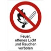 Schild Feuer, Open Light and Smoking 18.5 x 13,1 cm