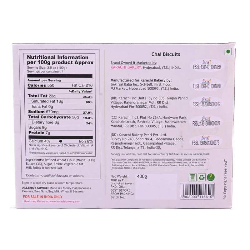 Karachi Bakery- Chai Biscuit , 14.10 oz (400 g), cookies,