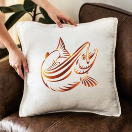 9Pcs Fish Stencils Fishing Painting Stencils Large Fishing Stencil Plastic Art Drawing Templates DIY Crafts Fisherman Stencil for Painting on Wood Wall Door Canvas Home Decor 8 x 8inch