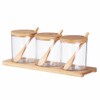 Seasoning Box Set Wooden Lid Spice Bottles Seasoning Storage Box for Home Kitchen