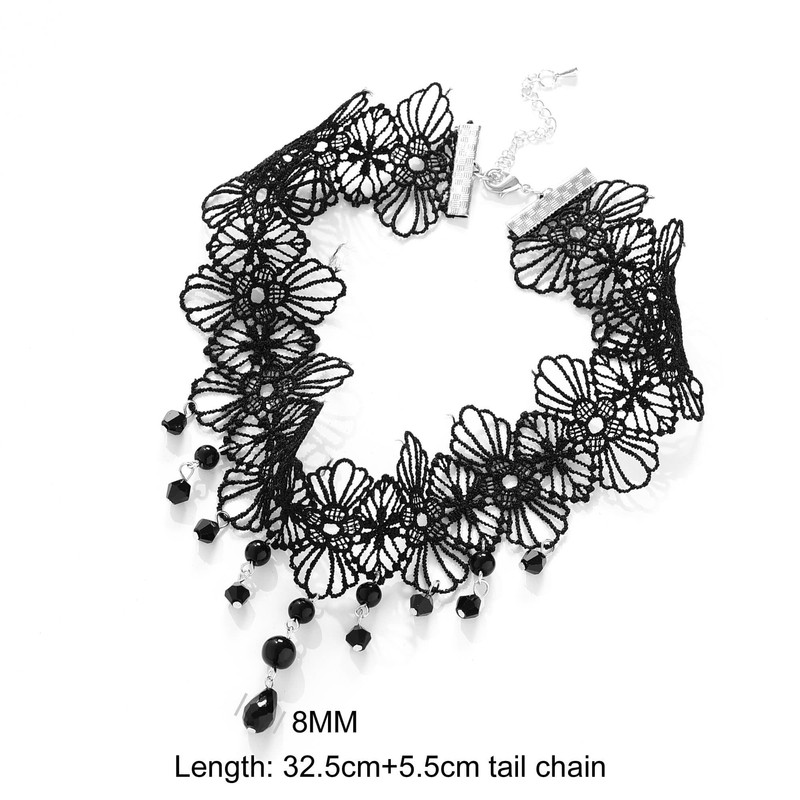 Philip Jones Black Crystal Choker Necklace