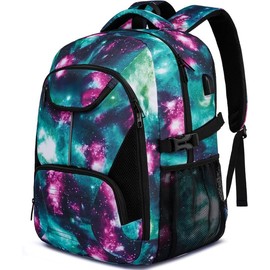 Backpack for Men 55L,18.4Inch Travel Laptop Backpack with USB  Port Business Flight Approved Carry On Backpack,TSA Big Capacity Heavy Duty Computer Bag College Bookbag,Black - Color: Galaxy Green, Size: 17.3 inch