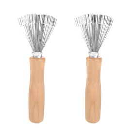 Bürstenreiniger Haarbürste - 2 Stück Haarbürstenreiniger,Kamm Reinigungswerkzeug mit Holzgriff Mini Haarbürsten Reiniger Werkzeug für Reinigen Von Bürsten, Kämmen, Badematten, Teppichen