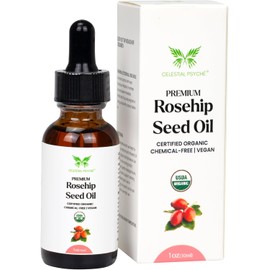 USDA Certified Organic Rosehip Seed Oil (1 Oz) – 100% Pure, Chemical-Free, Natural Moisturizer for Hair & Skin – Anti-Aging, Wrinkle Reduction, Rich in Antioxidants