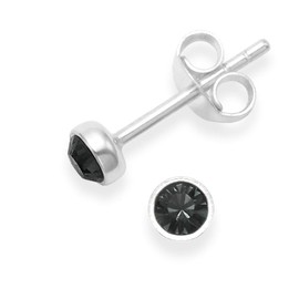 Heather Needham Sterling Silver Black cubic zirconia Earrings - round stud earrings - Black - SIZE: SMALL 4mm Gift boxed THE PHOTO IS NOT LIFE SIZE. 5554BKZ