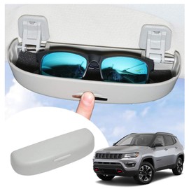 SHAOHAO Compatible with Jeep Compass 2017 2018 2019 2020 Sunglasses Holder Glasses Case Interior Glasses Holder Compass Accessories Sunglasses Organiser Car Interior Storage (Grey)