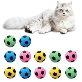 Andiker 12 PCS Cat Soccer Ball Toys, Soft Latex Noise-Free Good Bouncy Foam Cat Balls Interactive Cat Toys for Indoor Cats Batting Reducing Boredom and Stress (Modern, 12, Count)