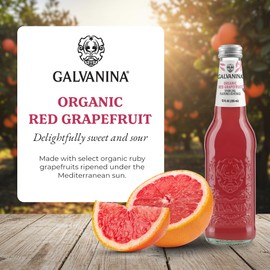 Galvanina Red Grapefruit with Pulp – Premium Organic Italian Sparkling Fruit Beverage, 12 fl oz (12 Glass Bottles) | Ruby Grapefruit with Citrus Pulp, Refreshing Soda & Mixer.
