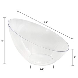 NW Party Clear Angled Bowls | 20 oz Plastic Bowls for Candy, Snacks, Salads | Bowls for Weddings, Parties, Events (12 Pack)