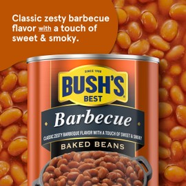 BUSH'S BEST 16 oz Canned Barbecue Baked Beans, Source of Plant Based Protein and Fiber, Low Fat, Gluten Free, (Pack of 12)