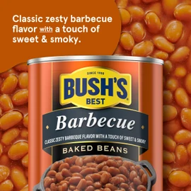 BUSH'S BEST 16 oz Canned Barbecue Baked Beans, Source of Plant Based Protein and Fiber, Low Fat, Gluten Free, (Pack of 12)