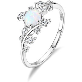 LOYALLOOK Women's Ring, Popular, 925 Silver, Opal, Leaves, Zircon Metal, Hypoallergenic, Stylish, Women's, Cute, Accessory, Birthday, Gift, Christmas, Anniversary, Sparkling Ring, Case Included, Metal